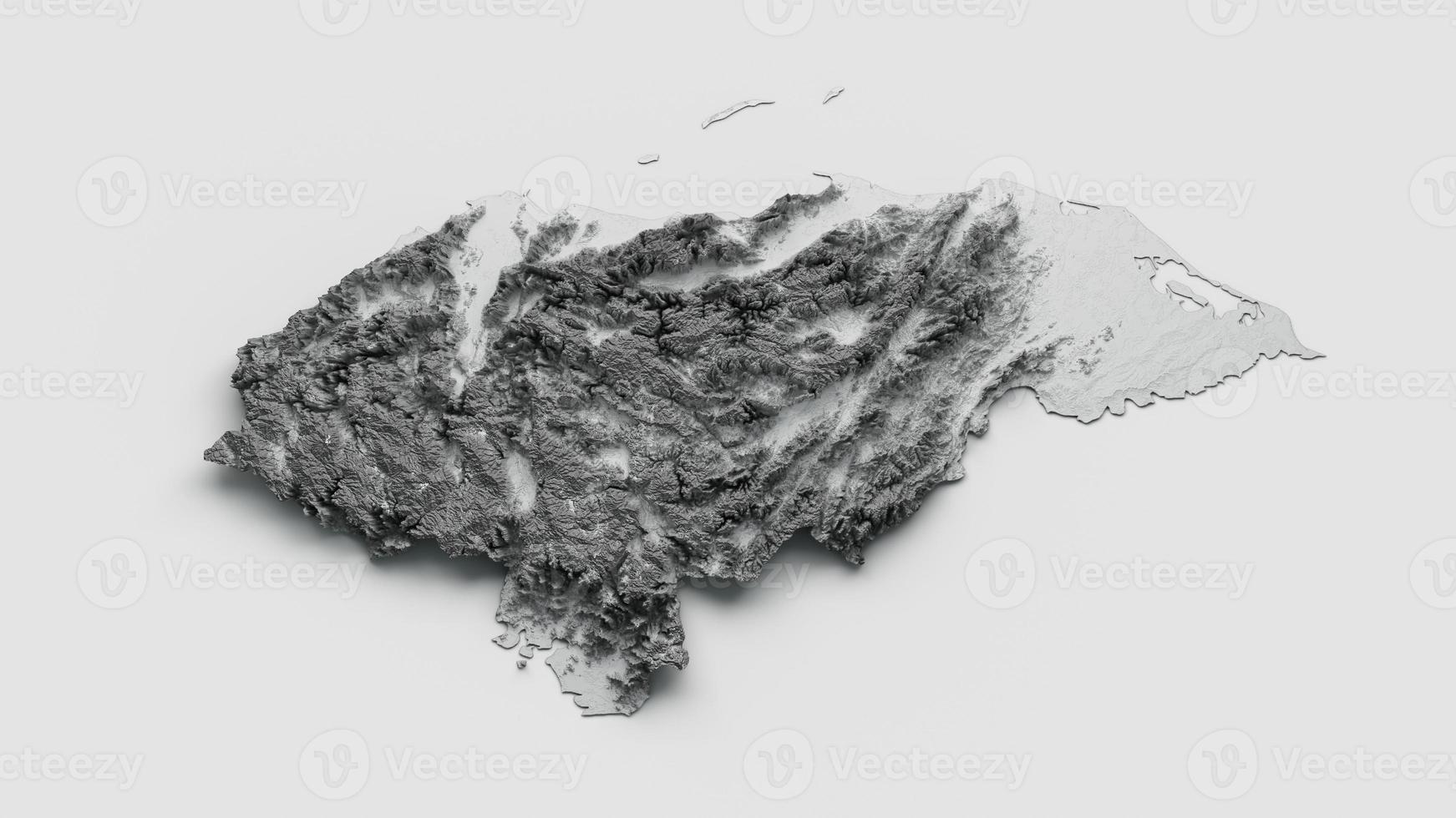 Honduras Map Honduras Flag Shaded relief Color Height map on white Background 3d illustration photo