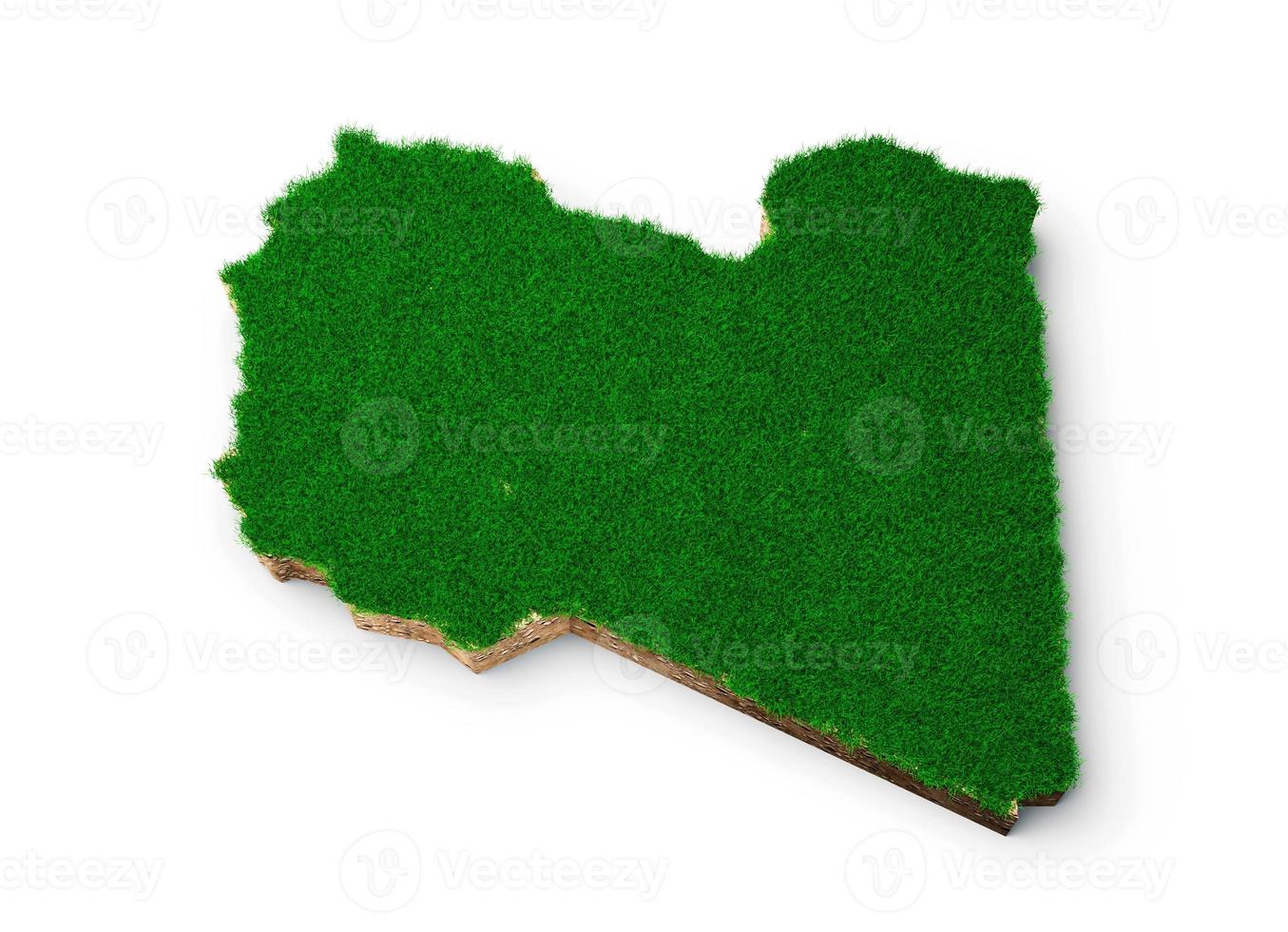 Libya Map soil land geology cross section with green grass and Rock ground texture 3d illustration photo