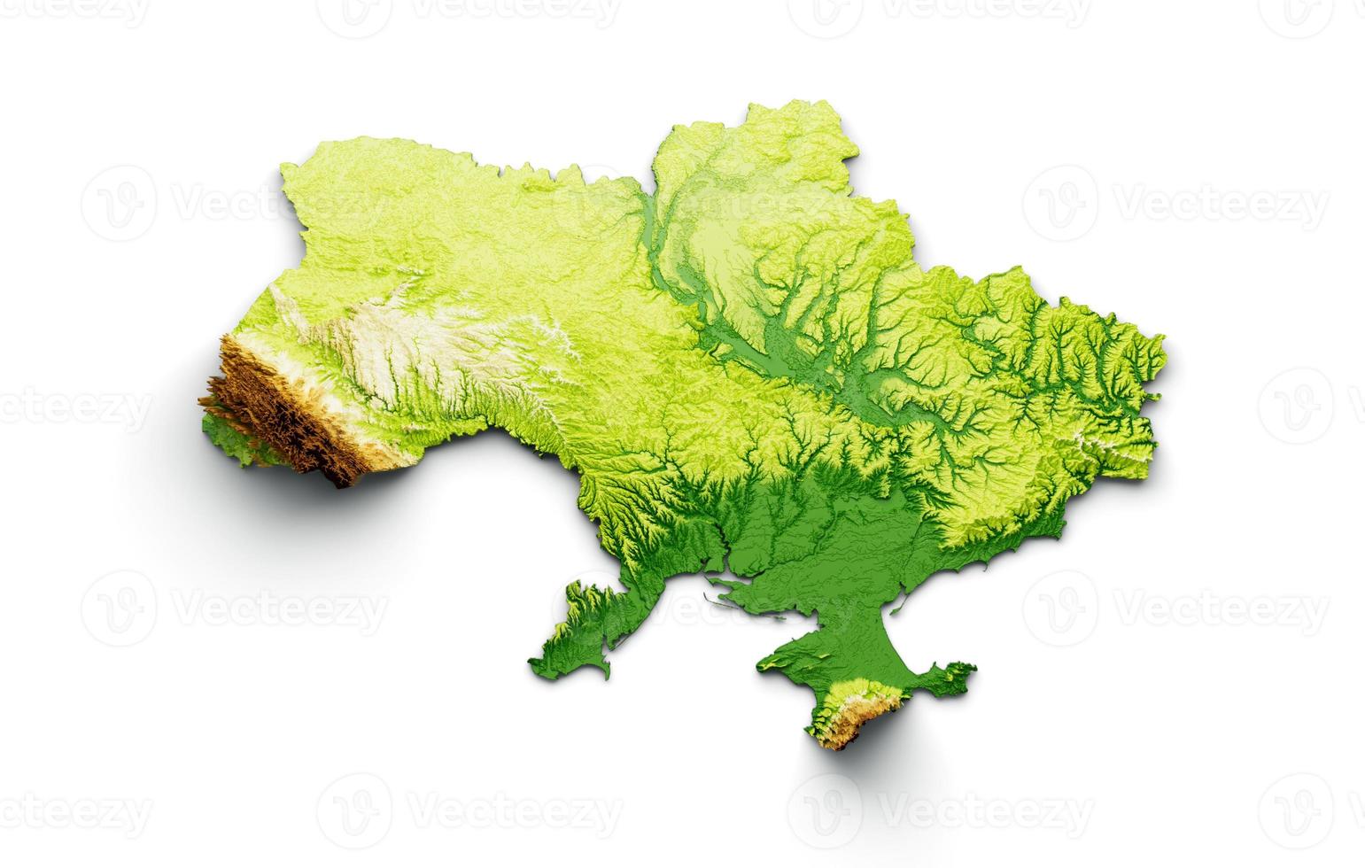 Ukraine Map Shaded relief Color Height map on the sea Blue Background 3d illustration photo