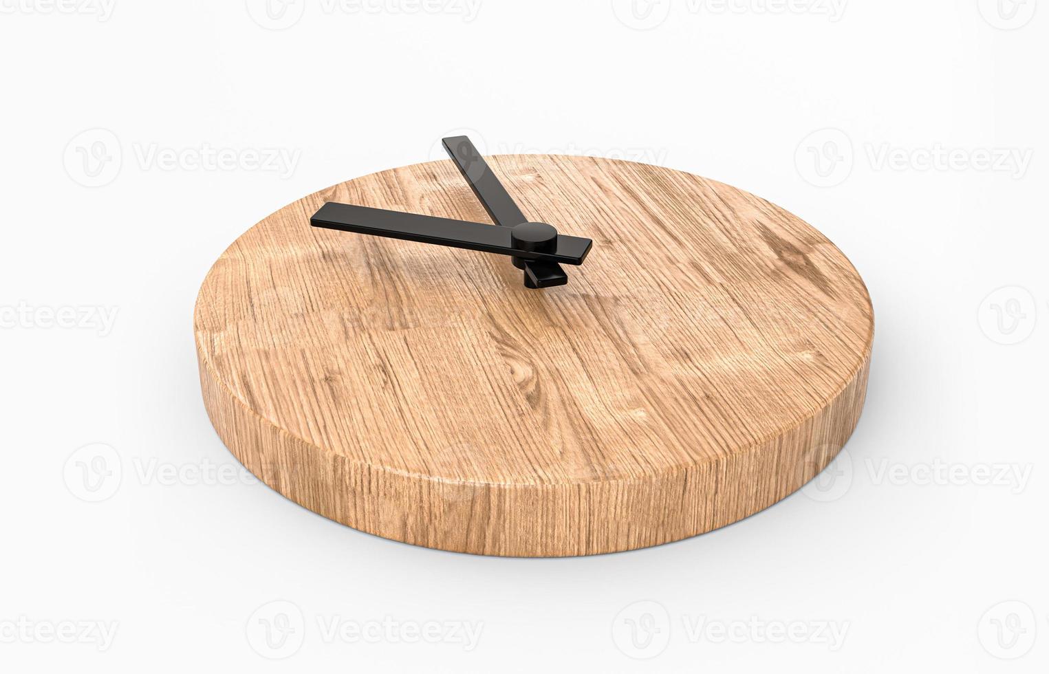 Wooden round wall watch - clock isolated on white background Clock face 10 o clock 3d illustration photo