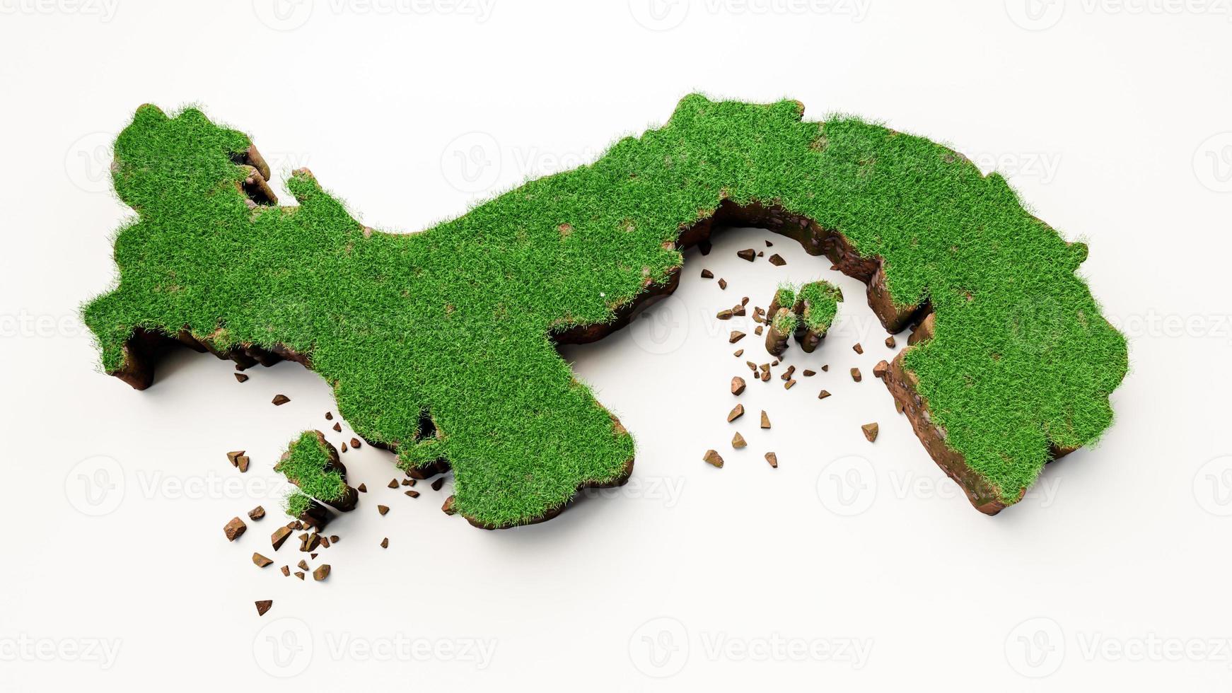 Panama Map Grass and ground texture 3d illustration photo