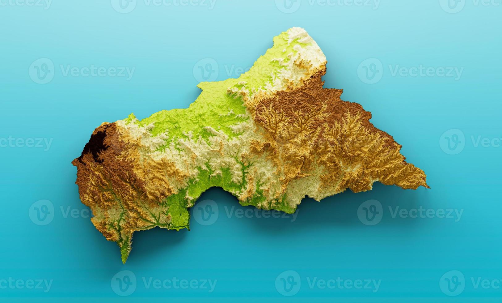 Central African Map Shaded relief Color Height map on the sea Blue Background 3d illustration photo