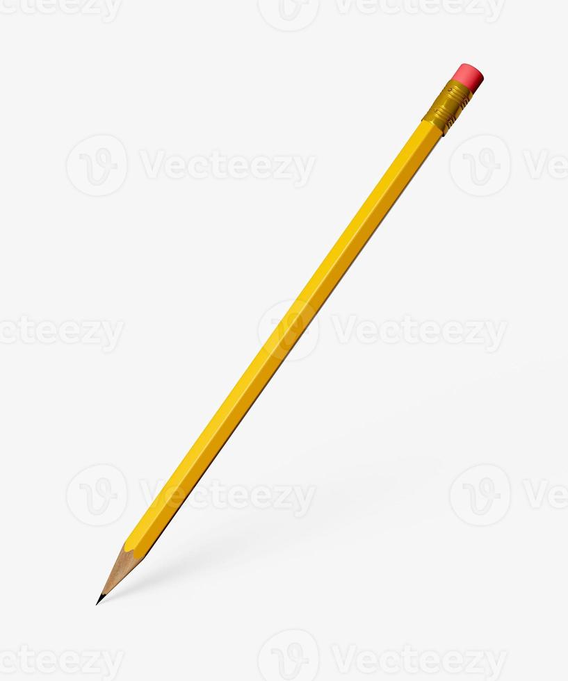 Yellow pencil on isolated white background 3d illustration photo