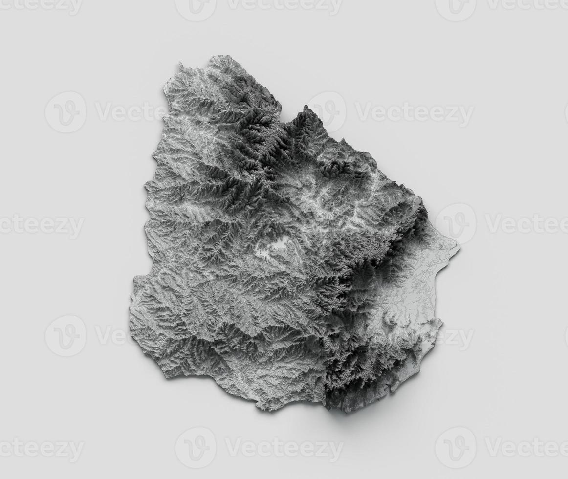 Uruguay Map Uruguay Flag Shaded relief Color Height map on white Background 3d illustration photo