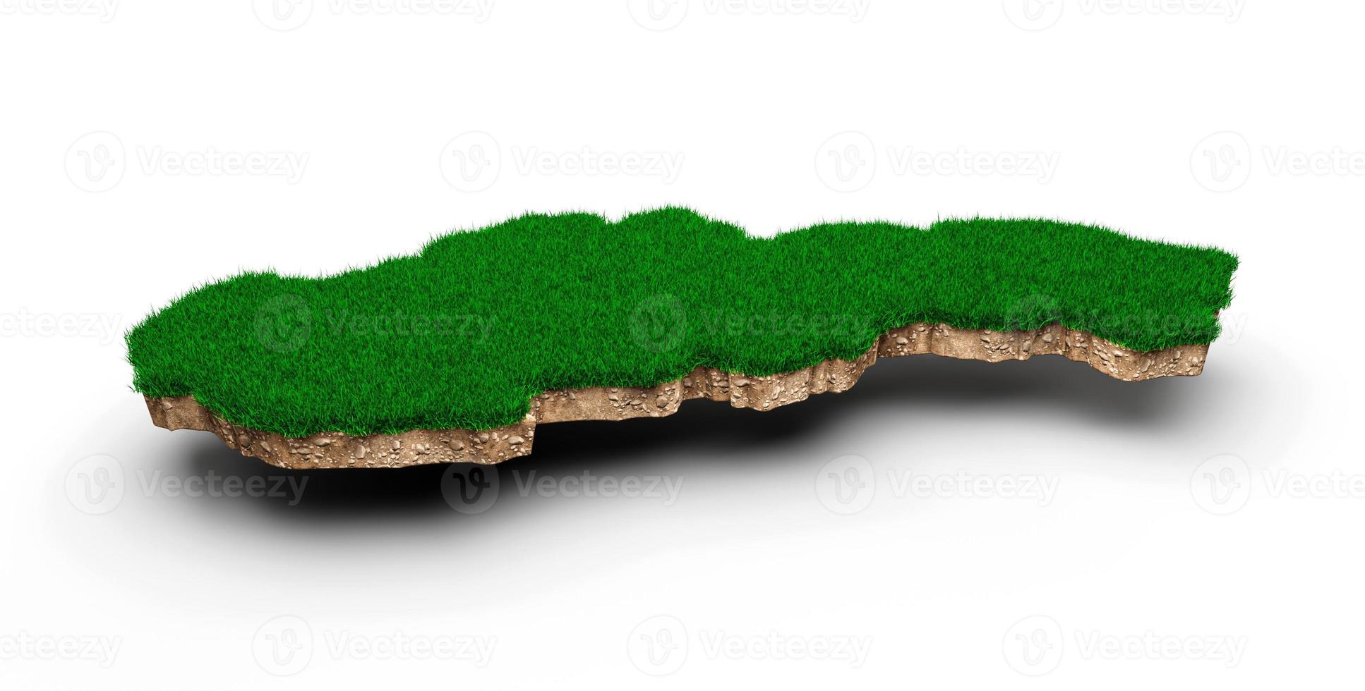 Slovakia Map soil land geology cross section with green grass and Rock ground texture 3d illustration photo