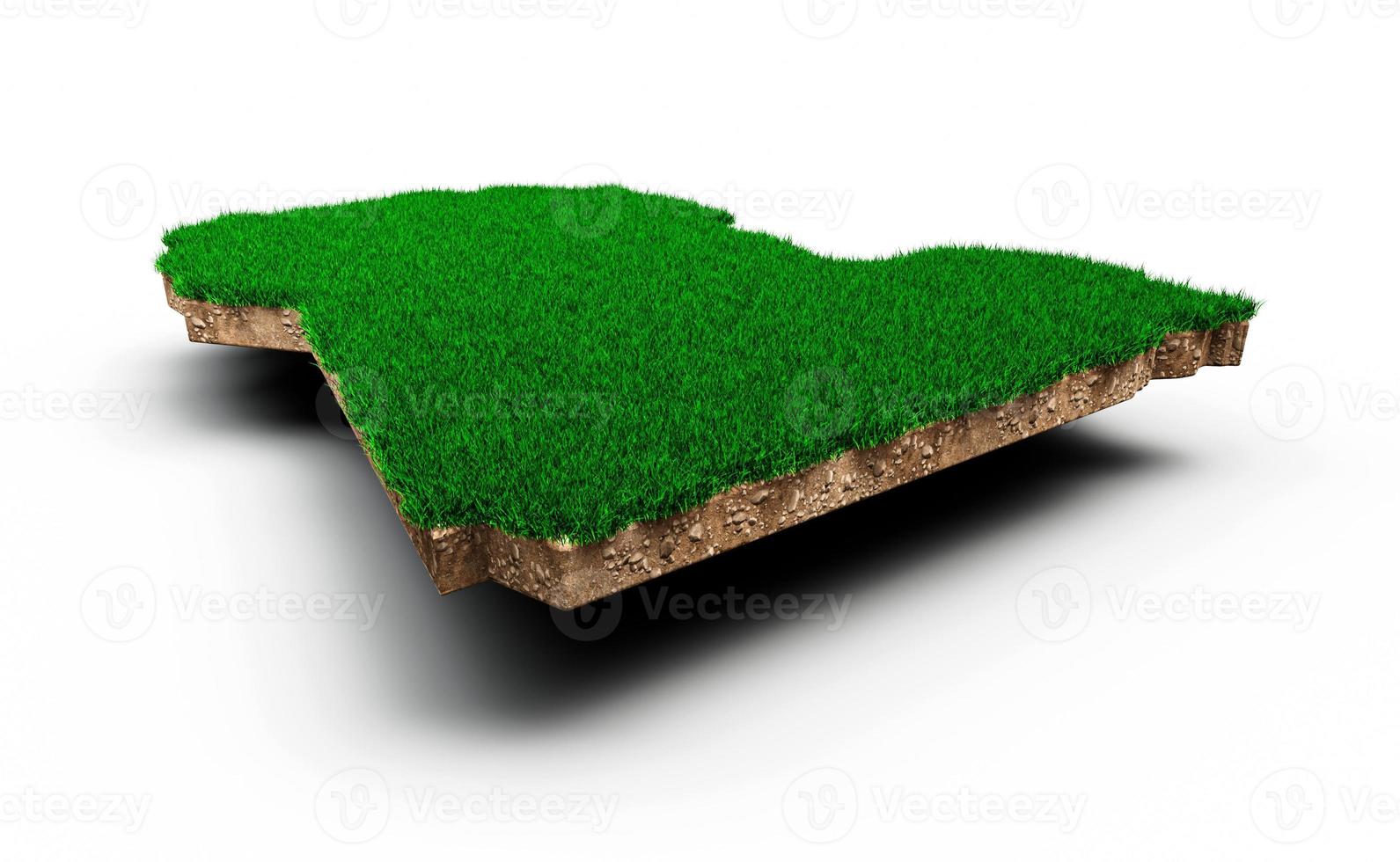 Libya Map soil land geology cross section with green grass and Rock ground texture 3d illustration photo