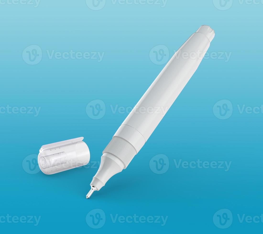 Correction Pen Isolated on a Blue Background, Squeeze Correction Pen 3d illustration photo