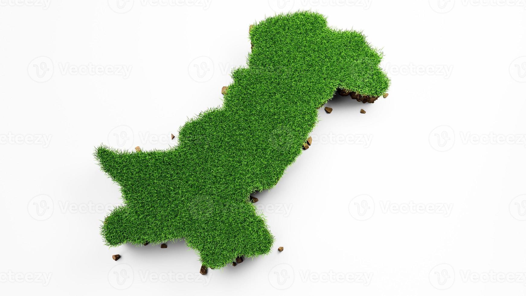 Top View Pakistan Map Grass and ground texture 3d illustration photo