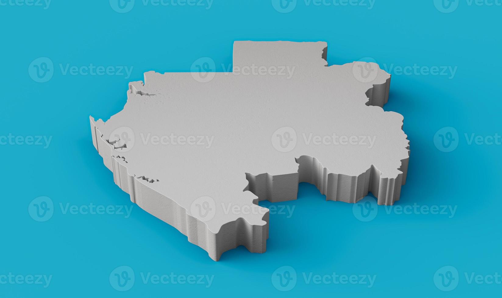 Gabon 3D map Geography Cartography and topology Sea Blue surface 3D illustration photo