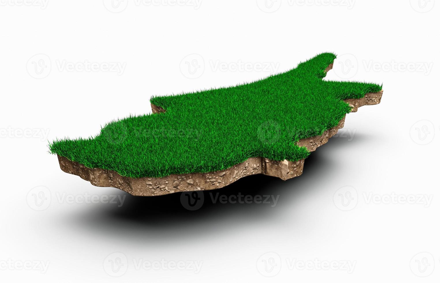 Cyprus Map soil land geology cross section with green grass and Rock ground texture 3d illustration photo
