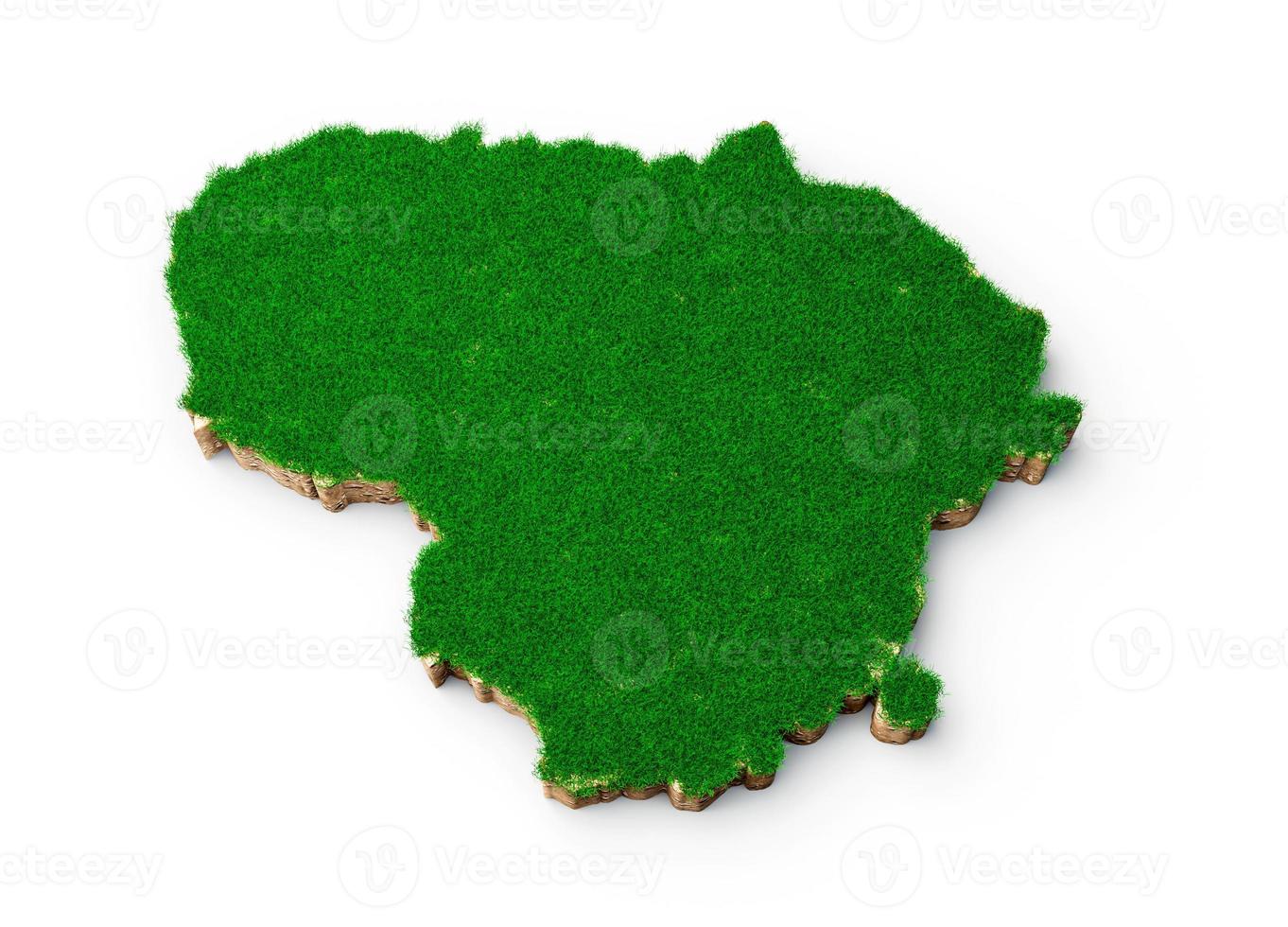 Lithuania Map soil land geology cross section with green grass and Rock ground texture 3d illustration photo