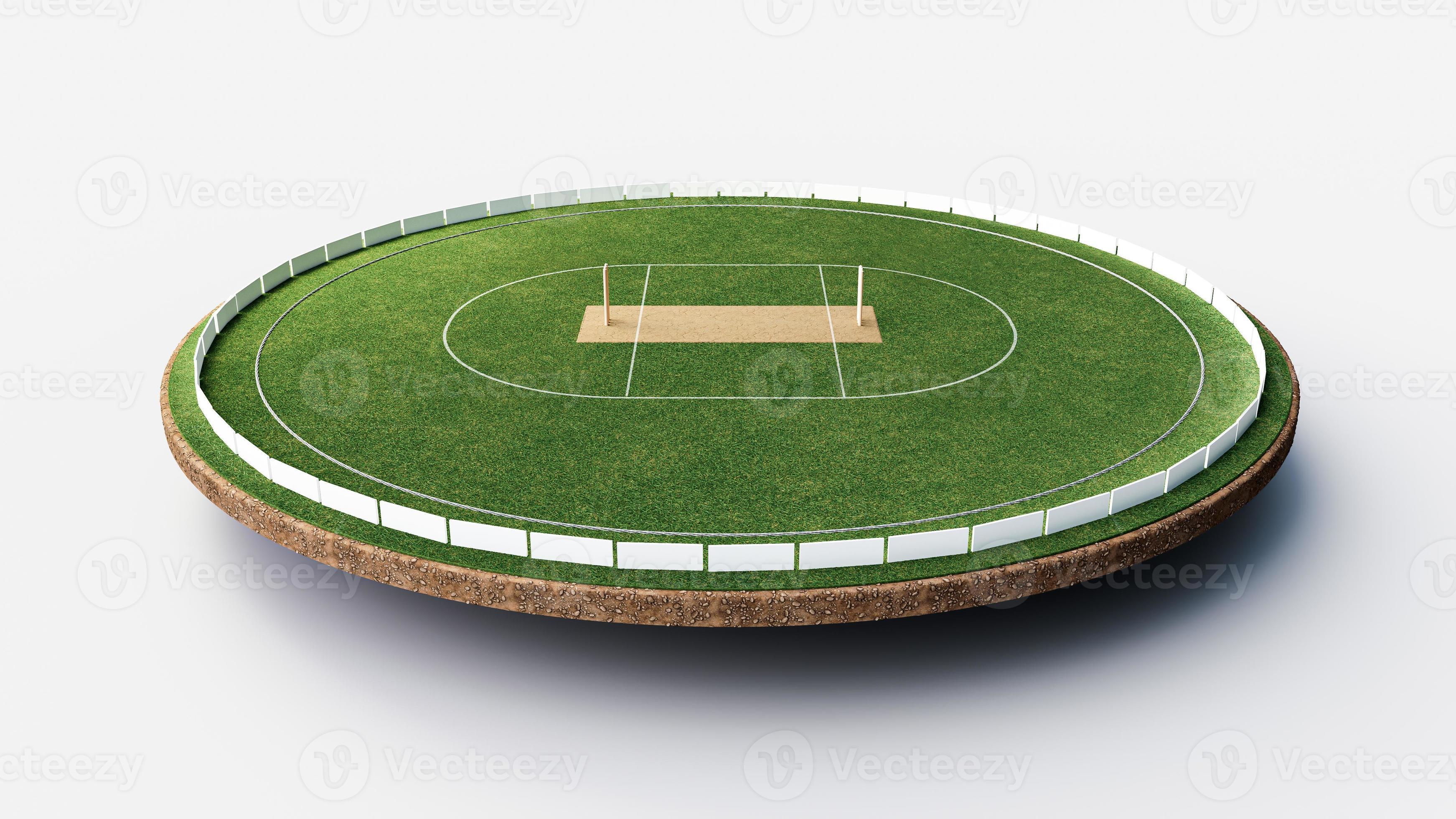Cricket stadium Ground Cut out earth Empty Play Ground 3d illustration