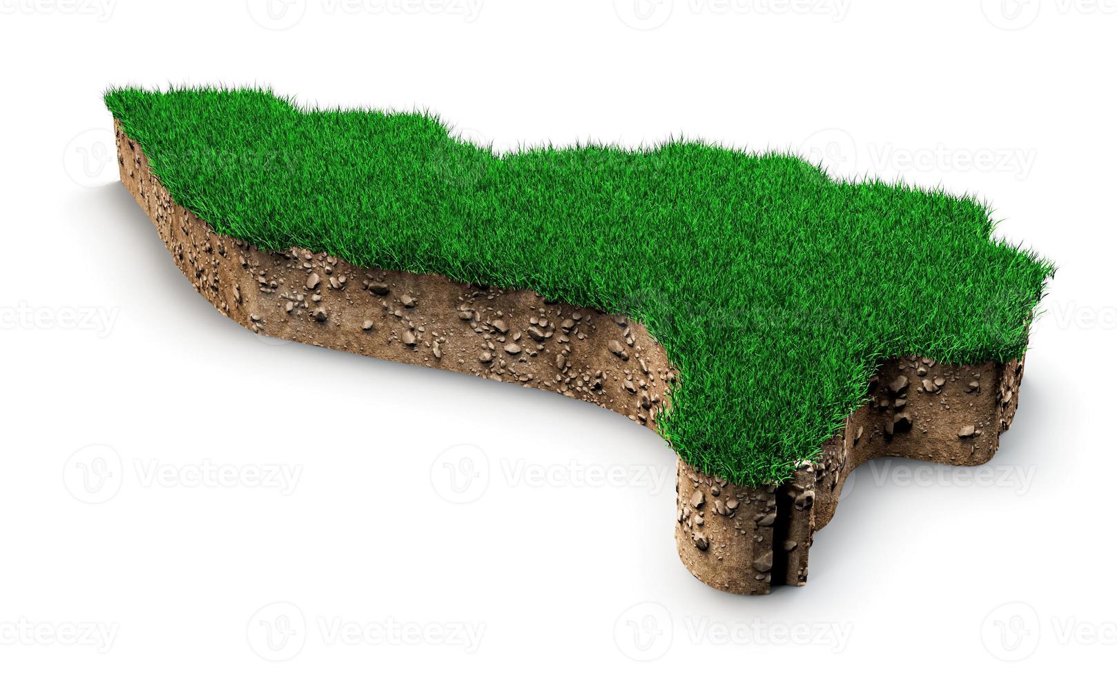 Liechtenstein map soil land geology cross section with green grass and Rock ground texture 3d illustration photo