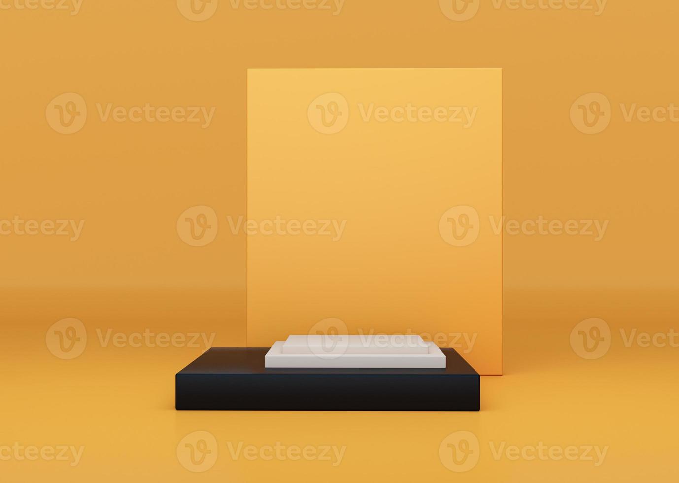 Empty Mockup Step Black Podium With Yellow Concept Abstract Background 3d illustration photo