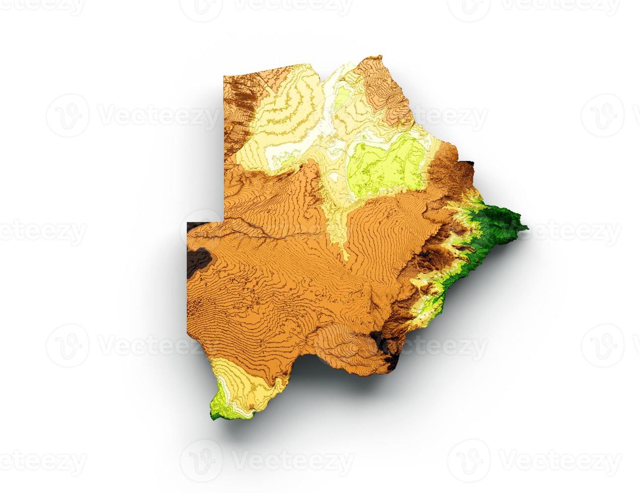 Botswana Map Shaded relief Color Height map on the sea Blue Background 3d illustration photo