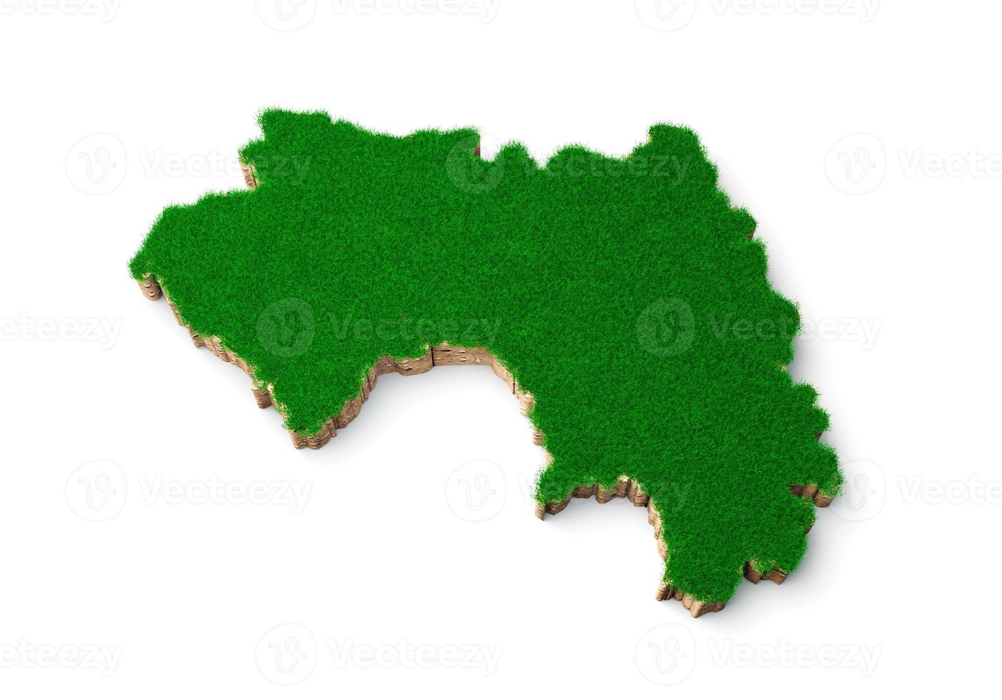 Guinea Map soil land geology cross section with green grass and Rock ground texture 3d illustration photo