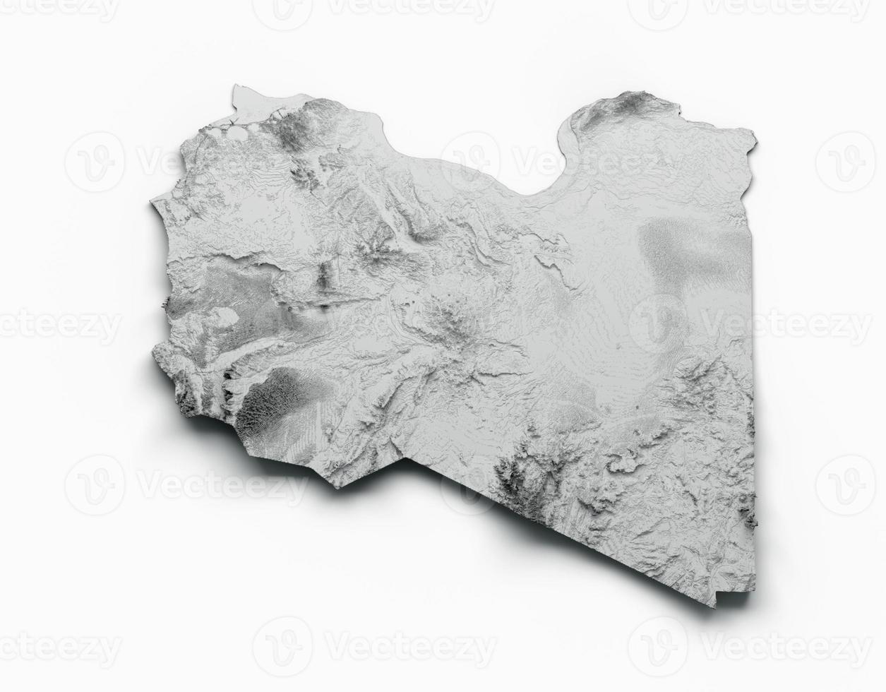 Libya Map Libya Flag Shaded relief Color Height map on white Background 3d illustration photo