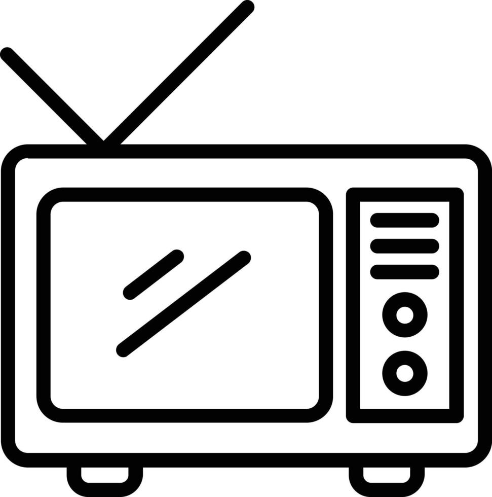 viejo icono de línea de vector de tv