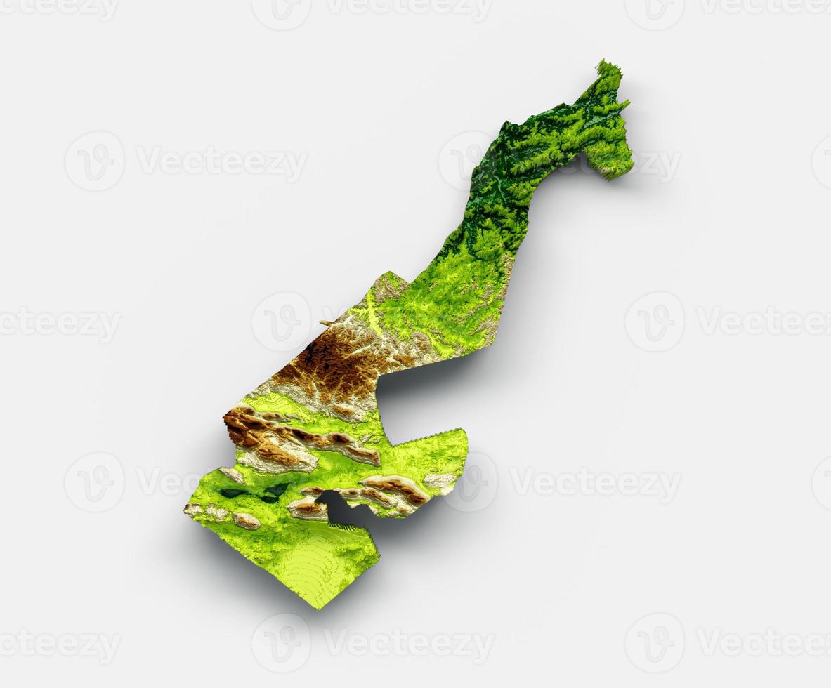 Monaco Map Shaded relief Color Height map on White Background 3d illustration photo