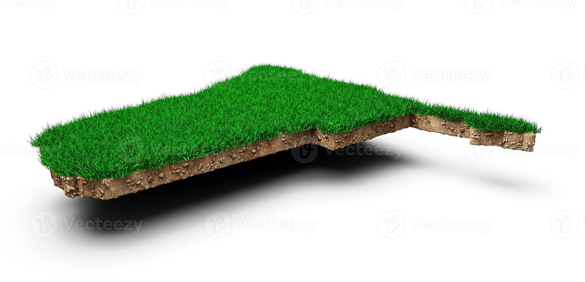 Namibia map soil land geology cross section with green grass and Rock ground texture 3d illustration photo