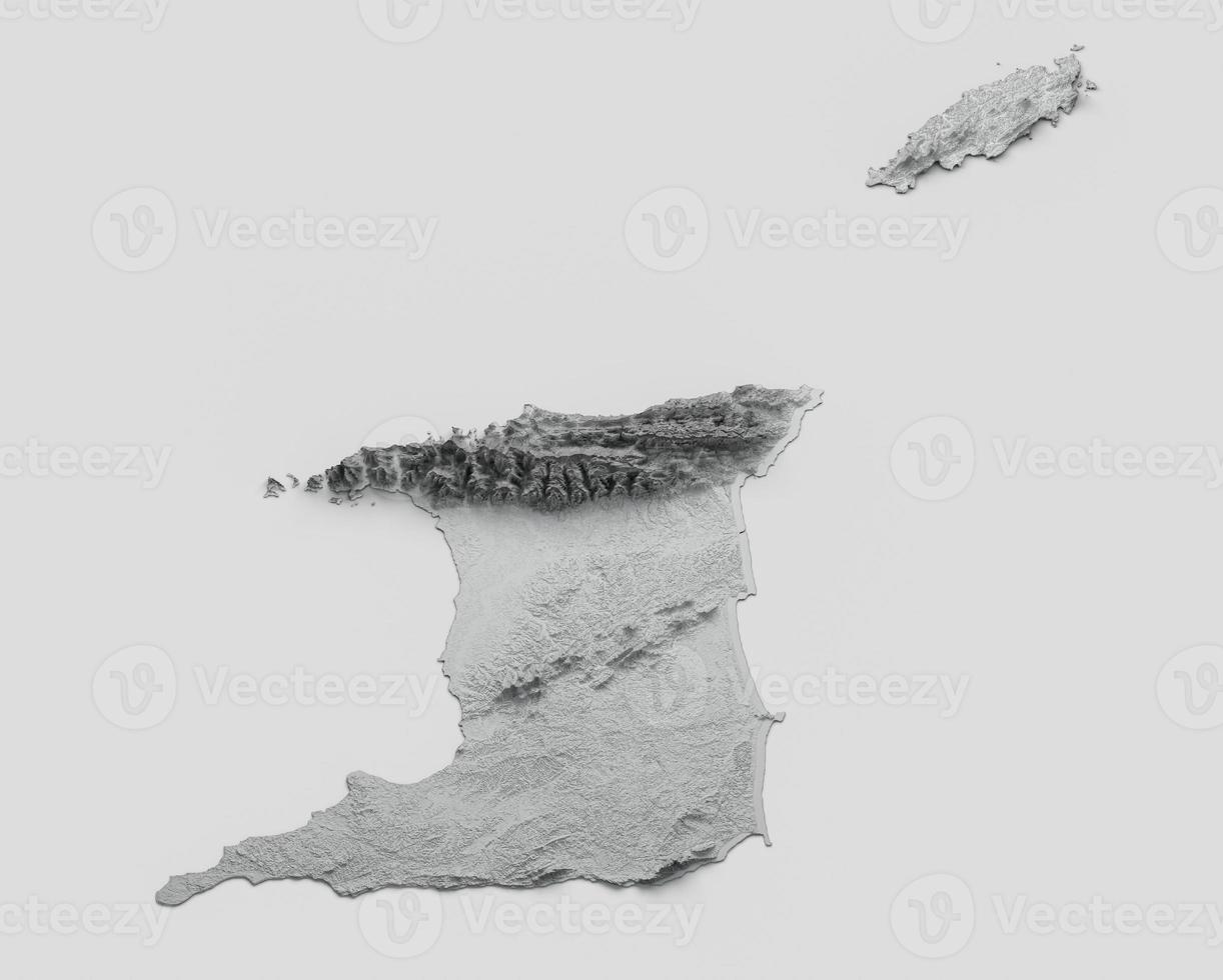 Trinidad and Tobago Map Flag Shaded relief Color Height map on white Background 3d illustration photo