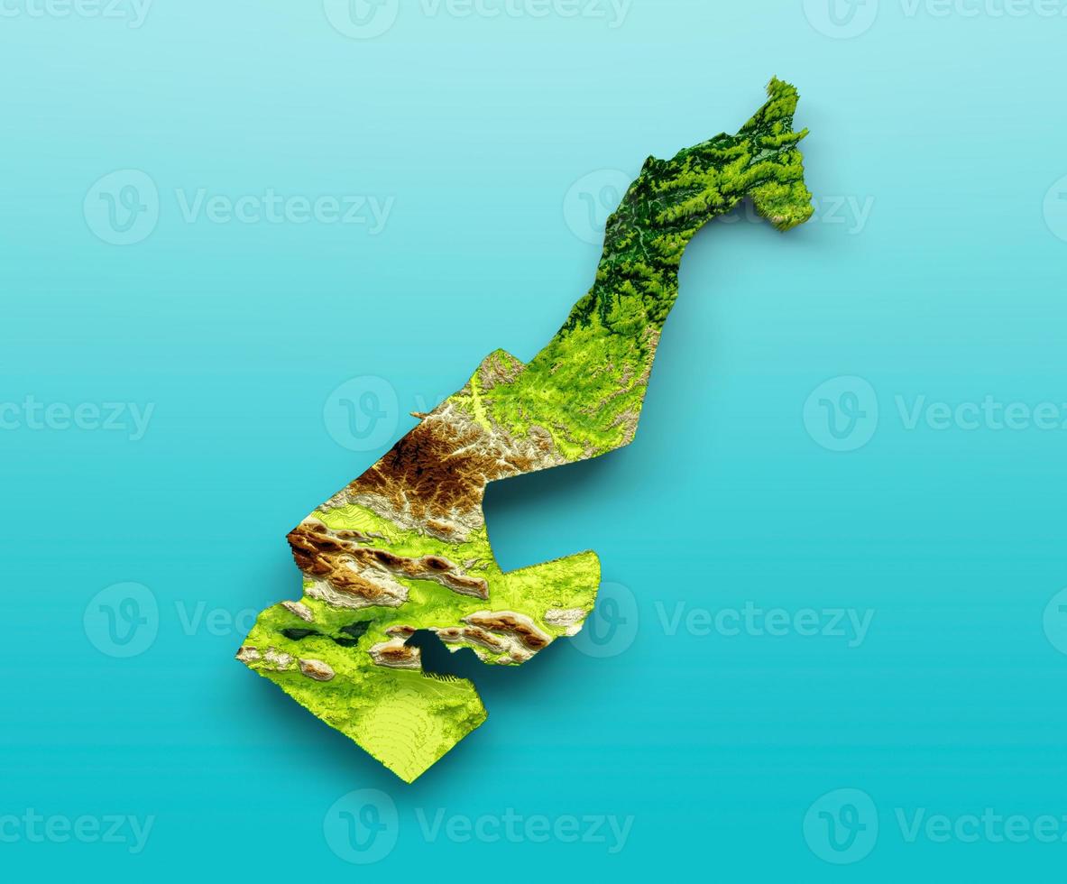 Monaco Map Shaded relief Color Height map on the sea Blue Background 3d illustration photo