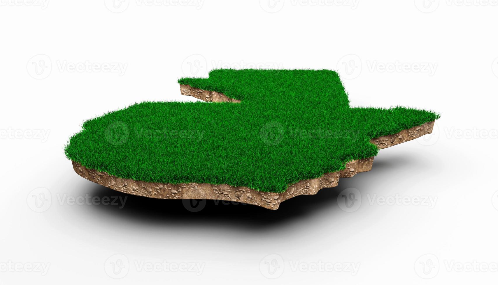 Guatemala Map soil land geology cross section with green grass and Rock ground texture 3d illustration photo