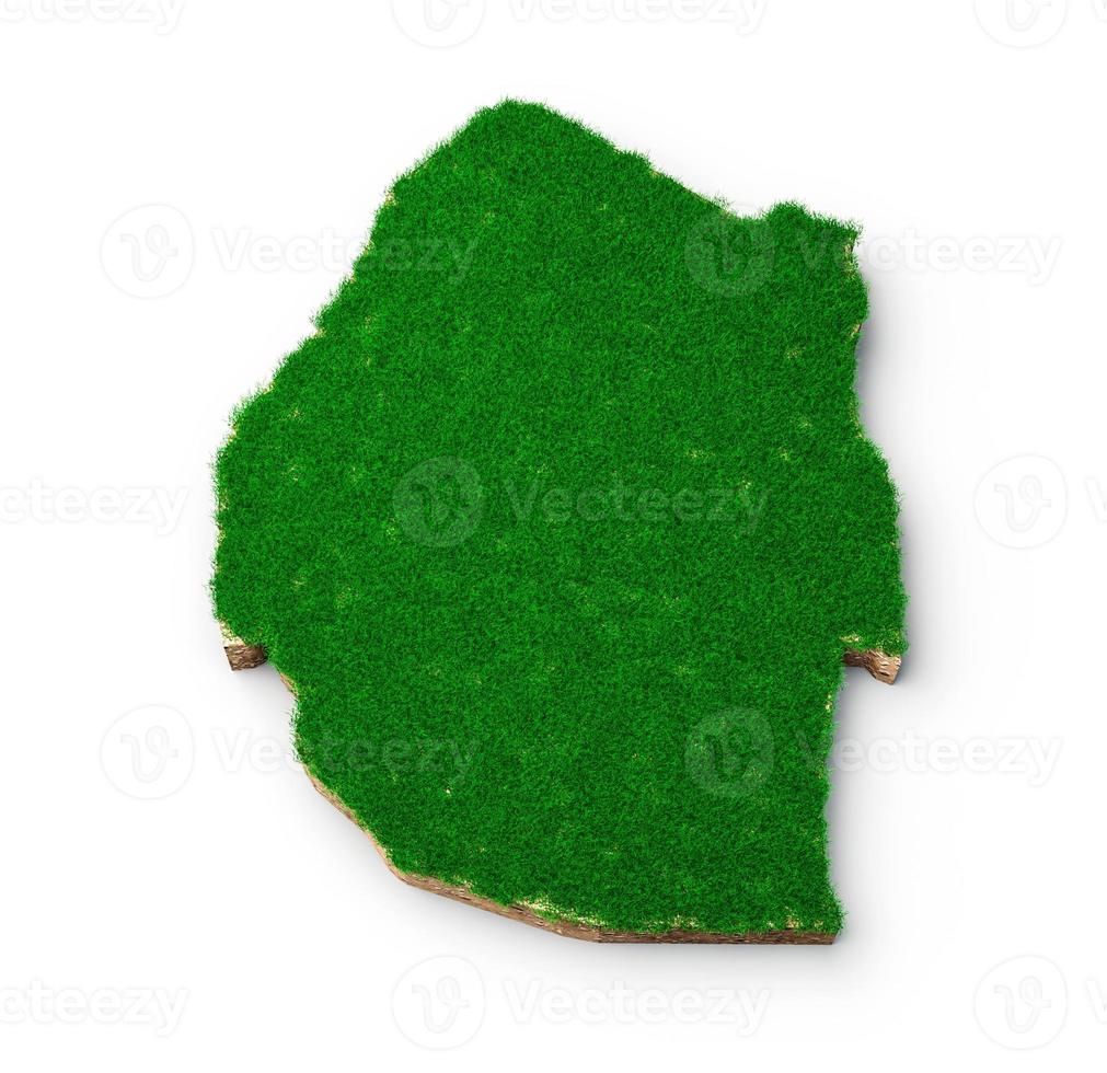 Eswatini Map soil land geology cross section with green grass and Rock ground texture 3d illustration photo