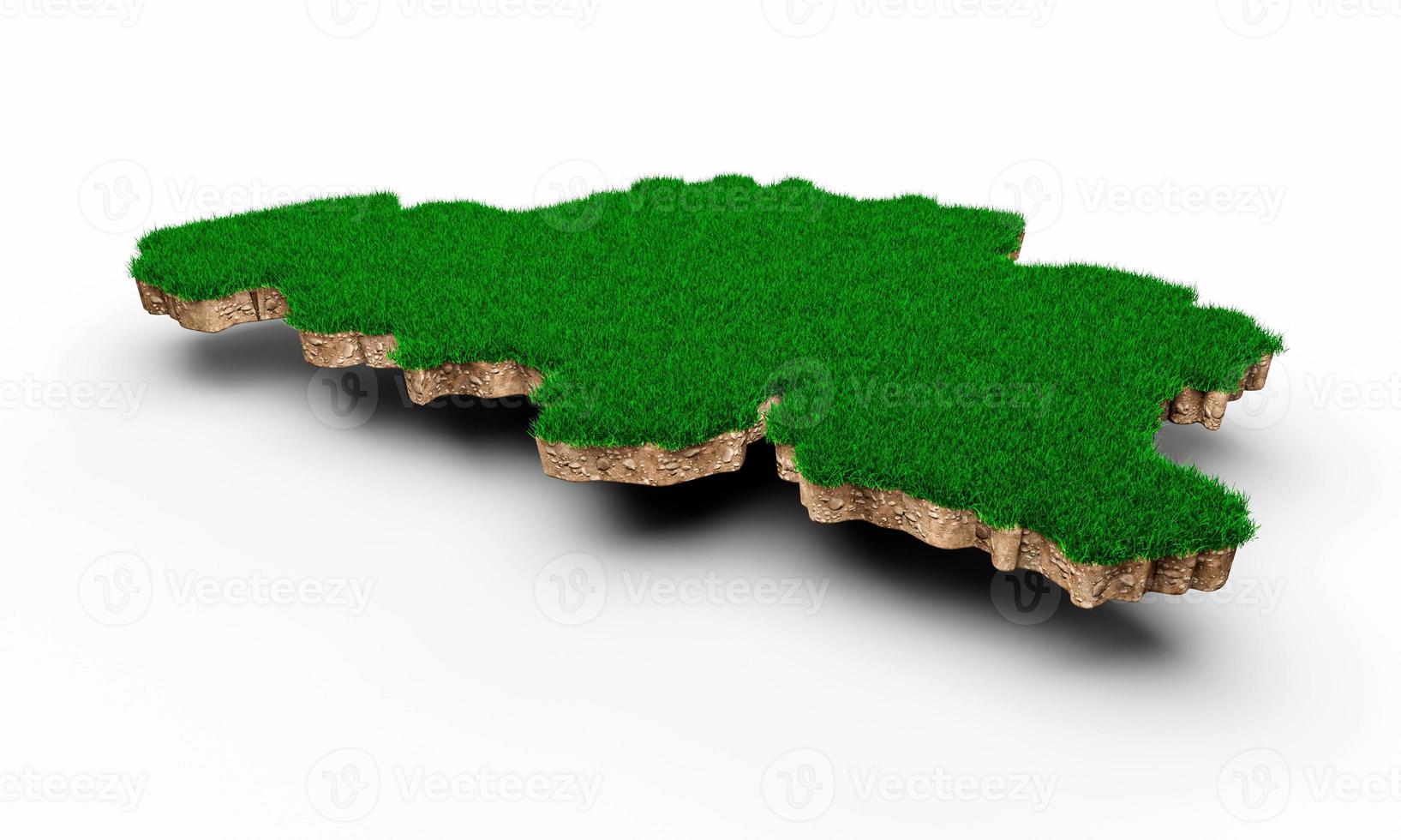 Belgium Map soil land geology cross section with green grass and Rock ground texture 3d illustration photo