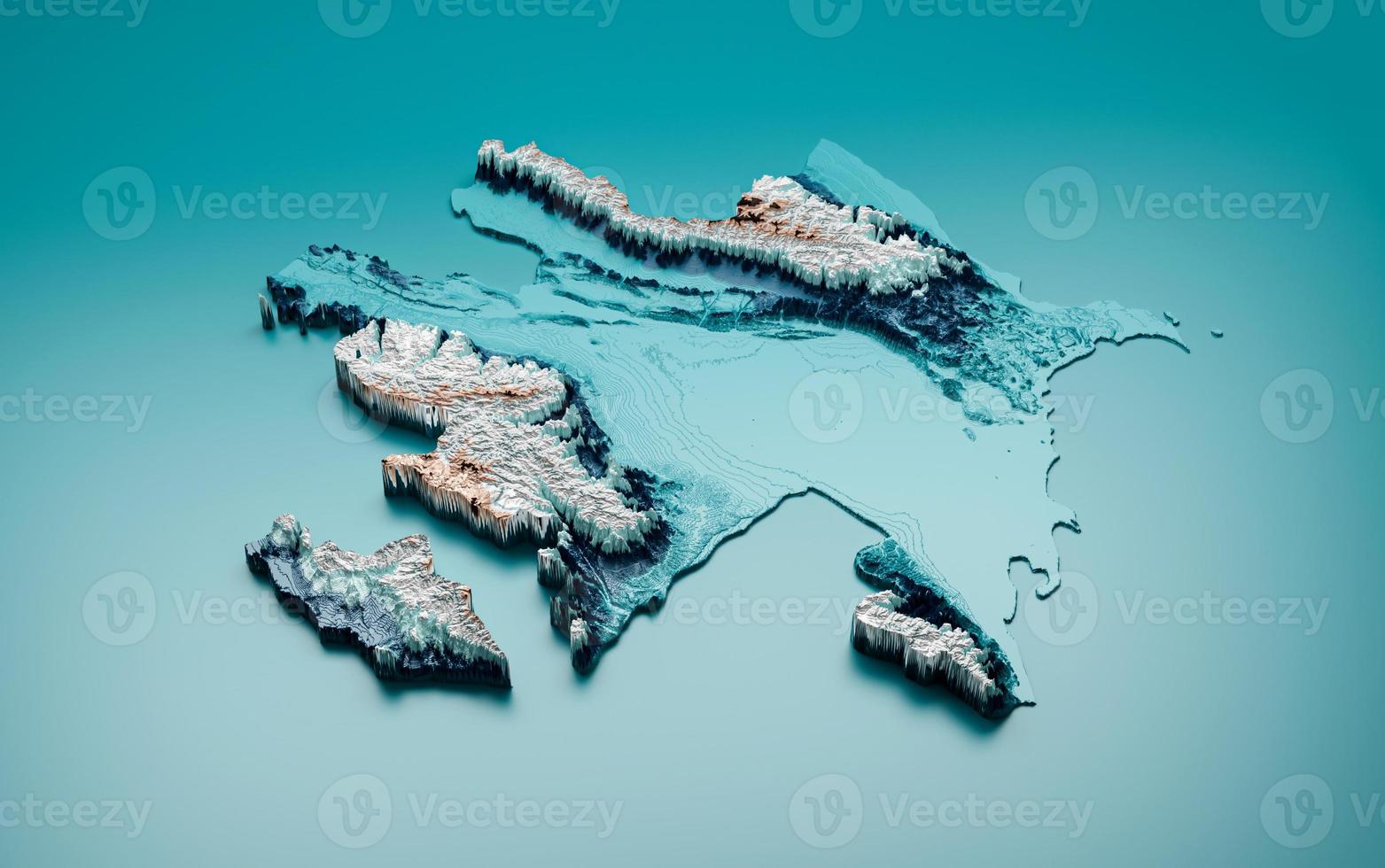 Topographic Azerbaijan Map Hypsometric Azerbaijan Elevation tint Spectral Shaded relief map 3d illustration photo