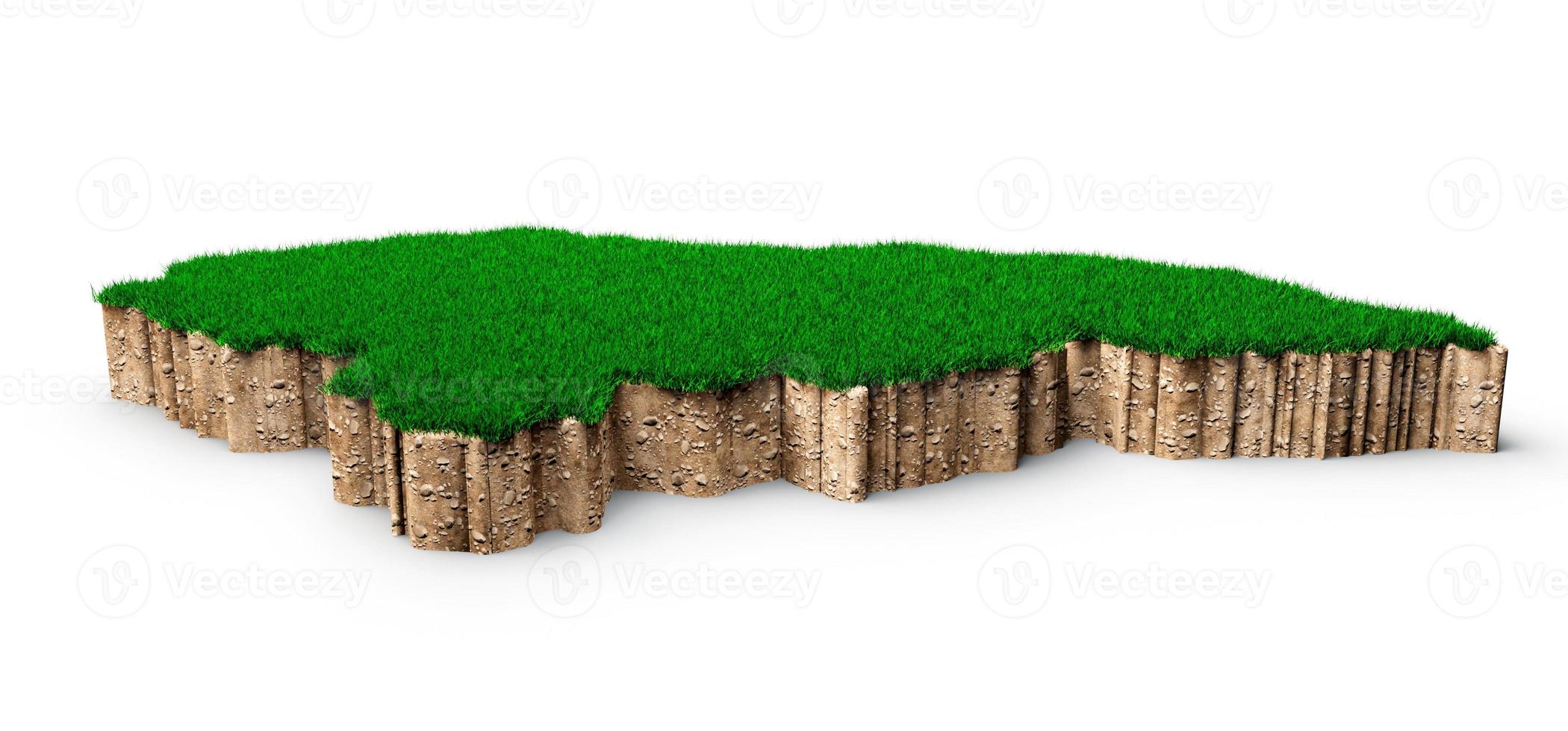 Honduras Map soil land geology cross section with green grass and Rock ground texture 3d illustration photo