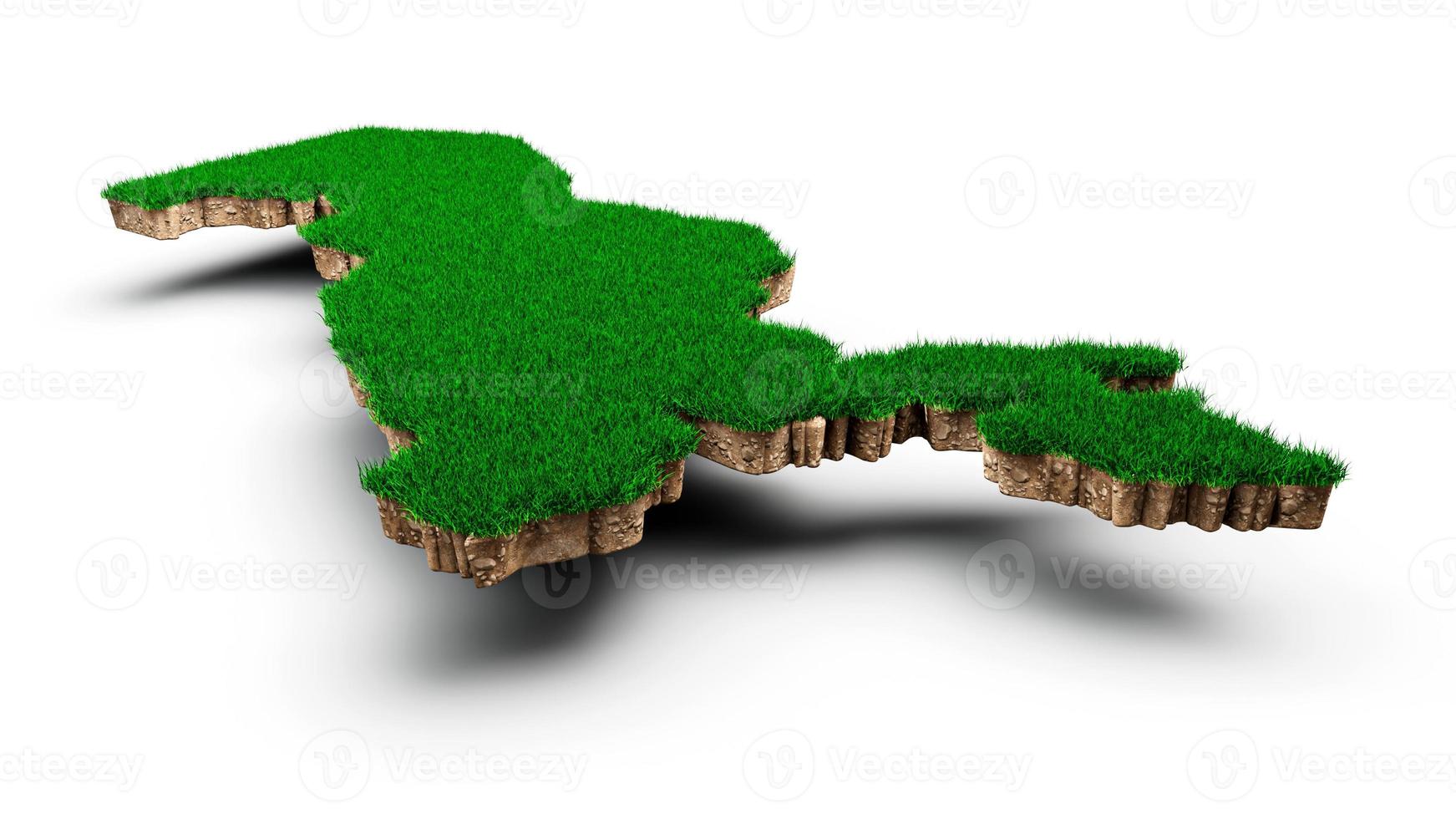 Uzbekistan Map soil land geology cross section with green grass and Rock ground texture 3d illustration photo