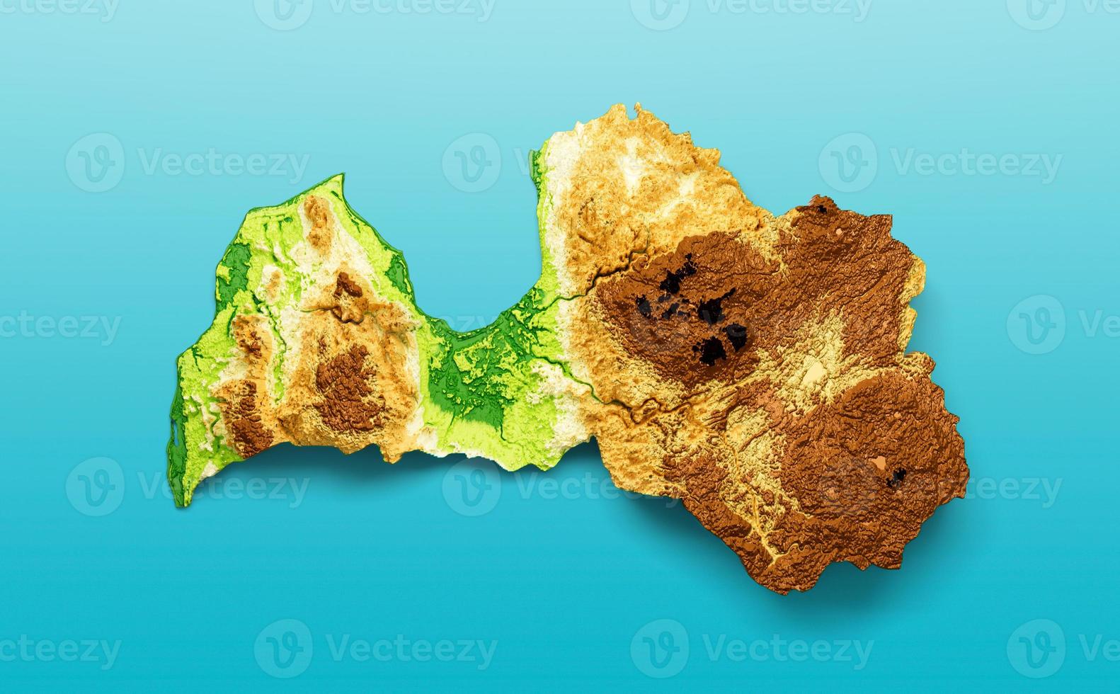 Latvia Map Shaded relief Color Height map on the sea Blue Background 3d illustration photo