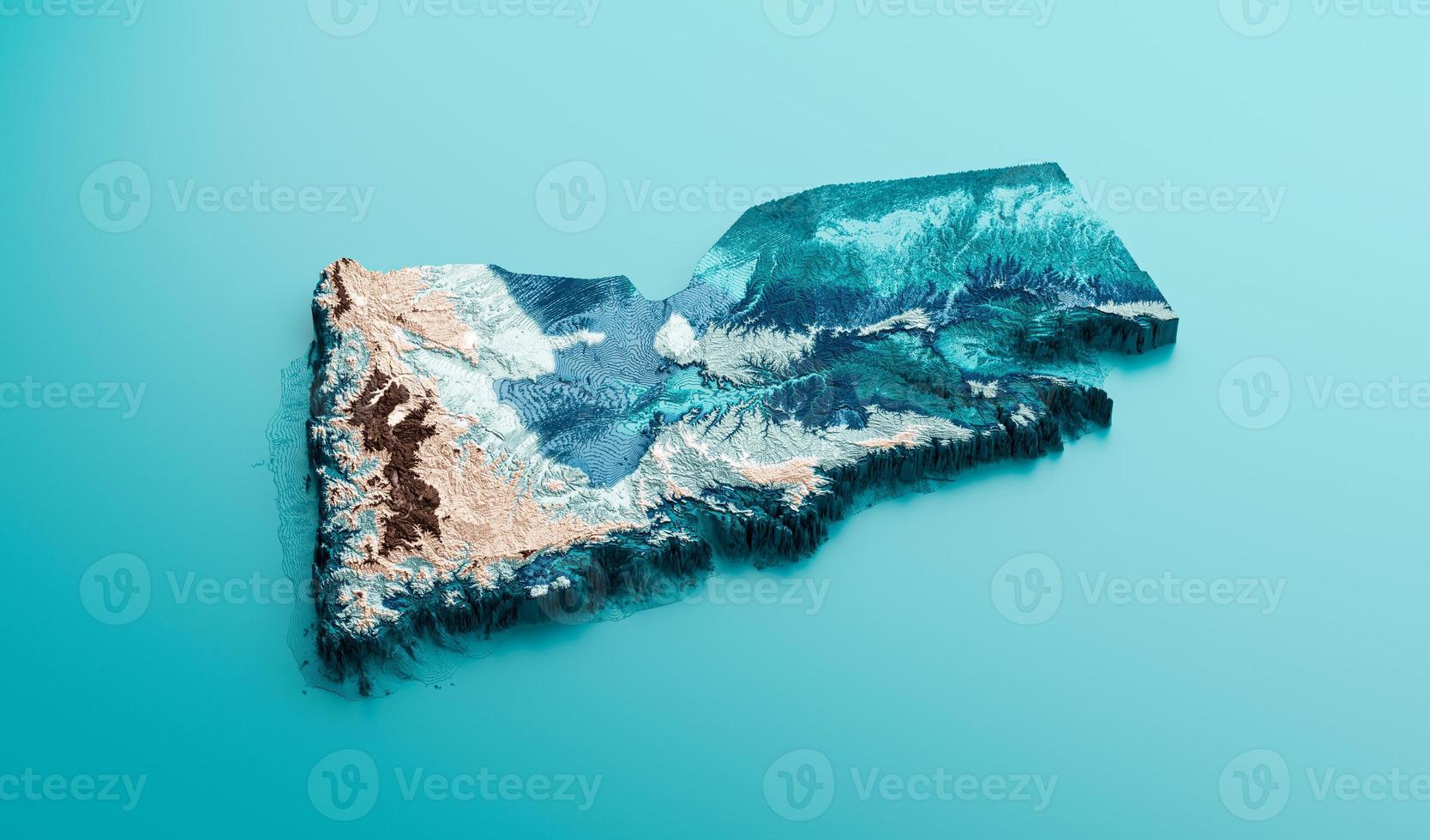 Topographic Yemen Map Hypsometric Yemen Elevation tint Spectral Shaded relief map 3d illustration photo