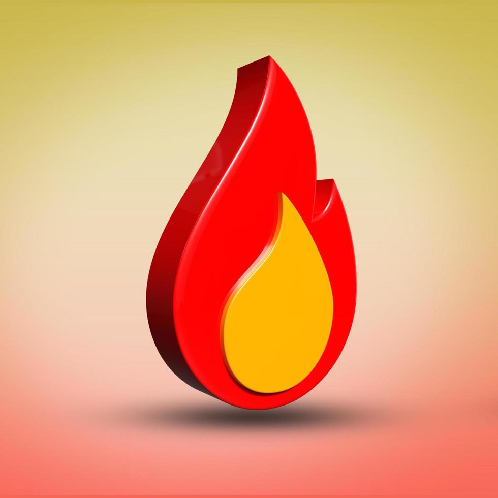 3d render icono de fuego png transparente, rojo, naranja foto