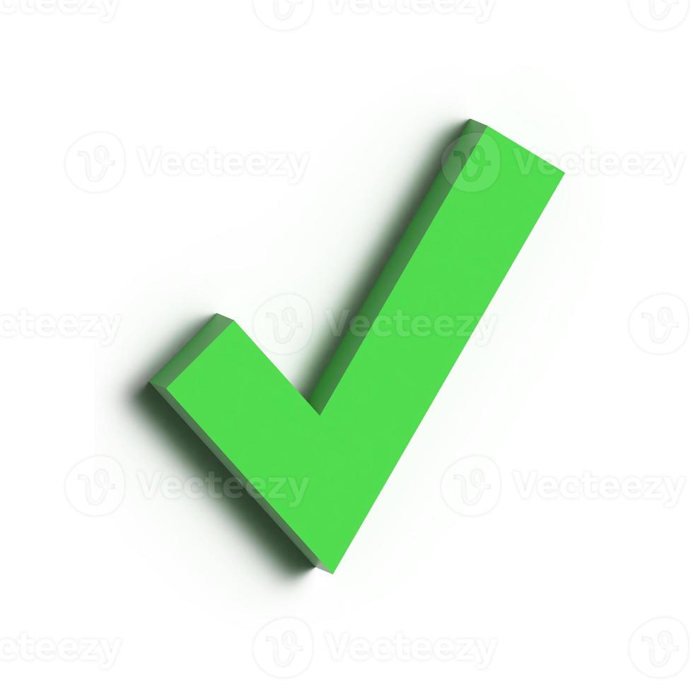 Green check mark. 3D render illustration. photo