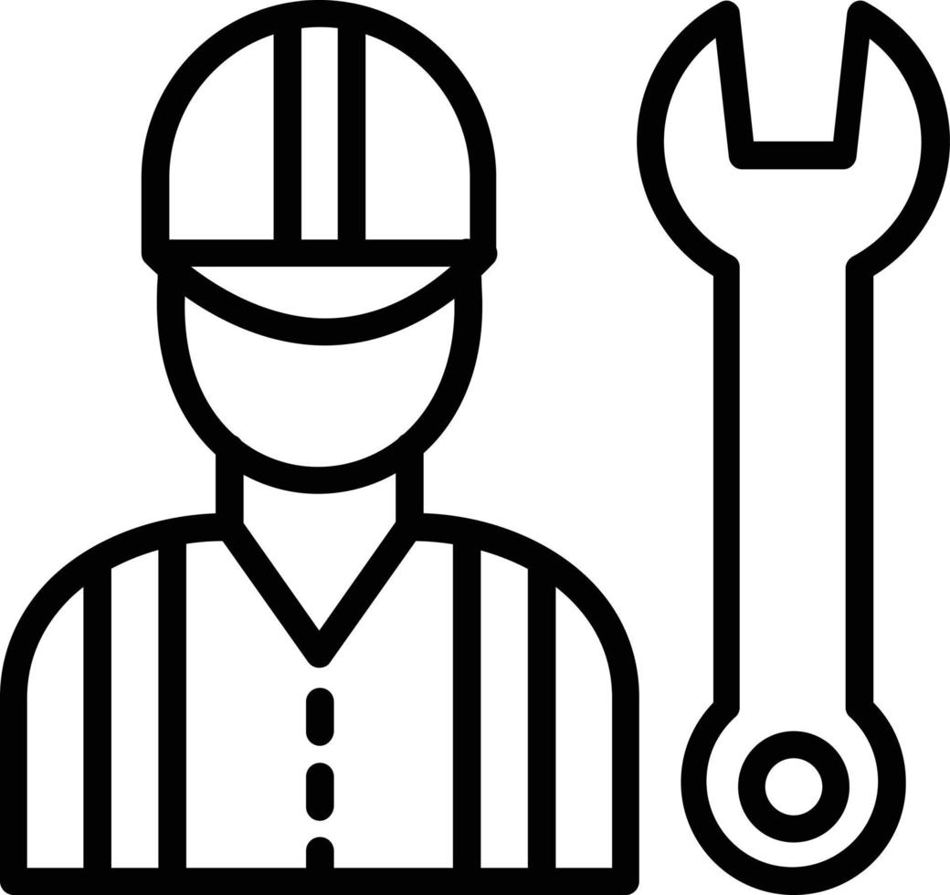 Construction Worker Vector Line Icon