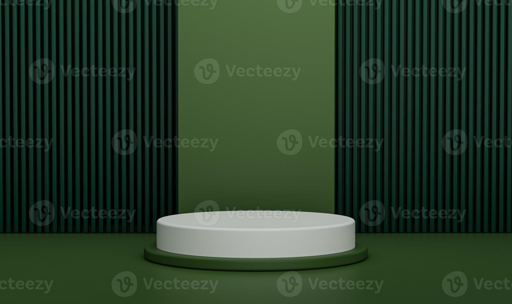 Abstract geometry shape background. Green and White podium minimalist mock up scene. 3d rendering photo