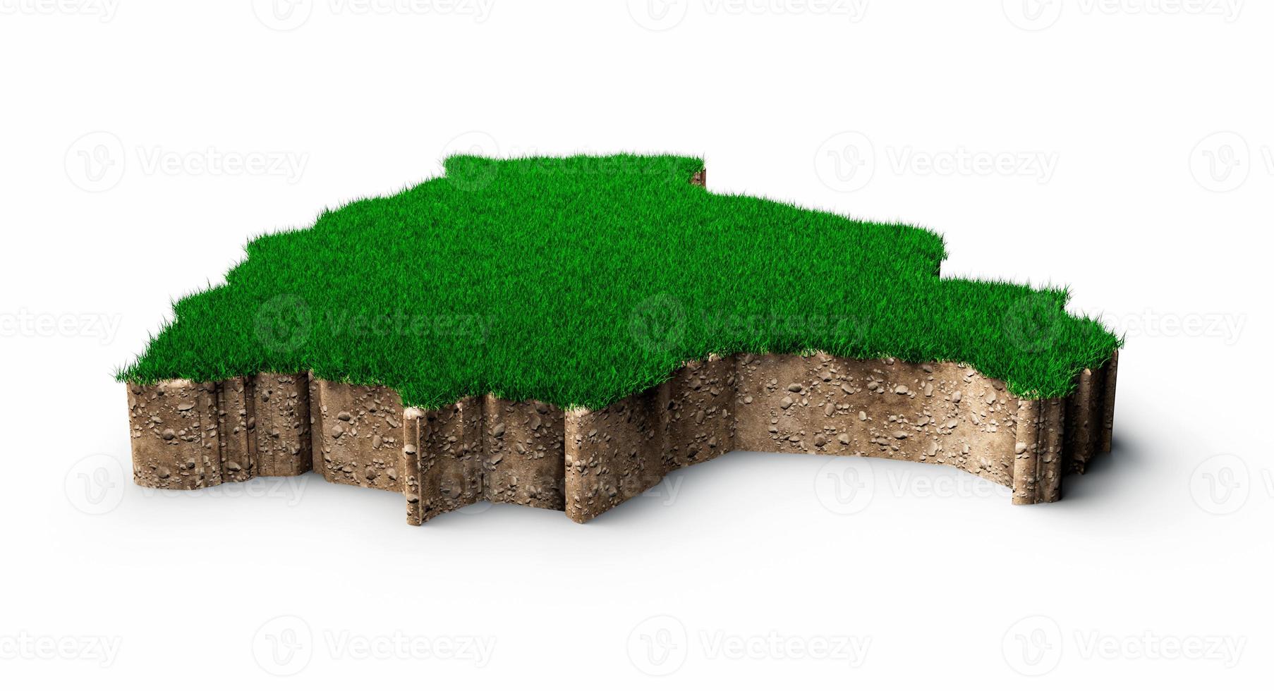 Bolivia Map soil land geology cross section with green grass and Rock ground texture 3d illustration photo