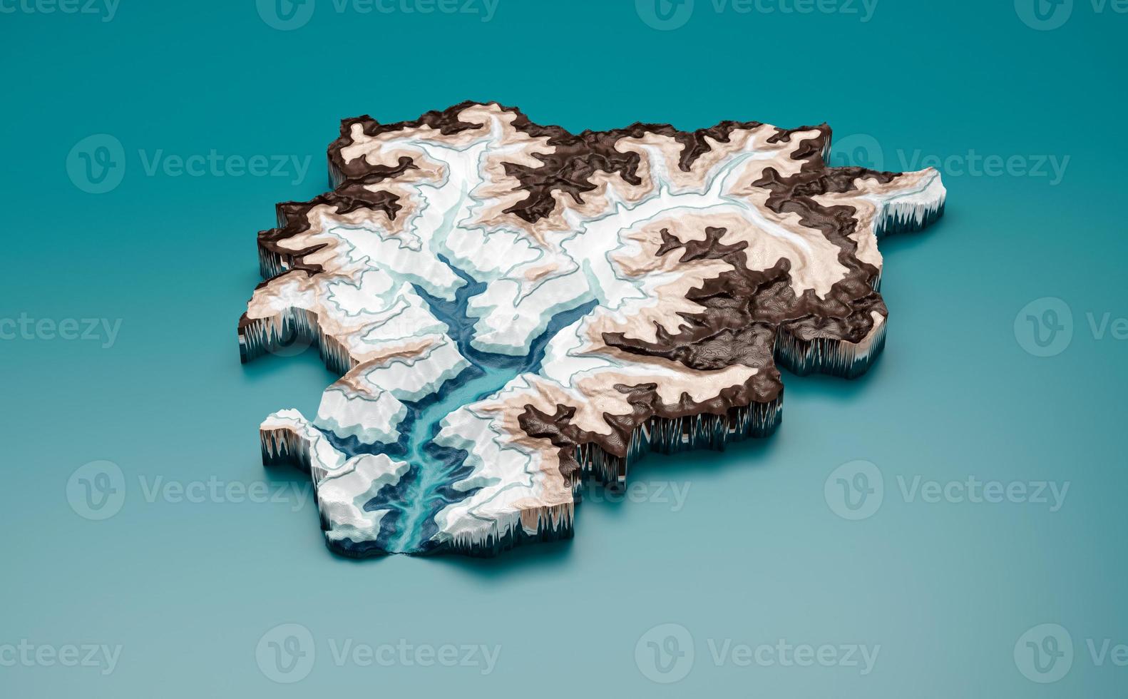 Topographic Andorra Map Hypsometric Andorra Elevation tint Spectral Shaded relief map 3d illustration photo