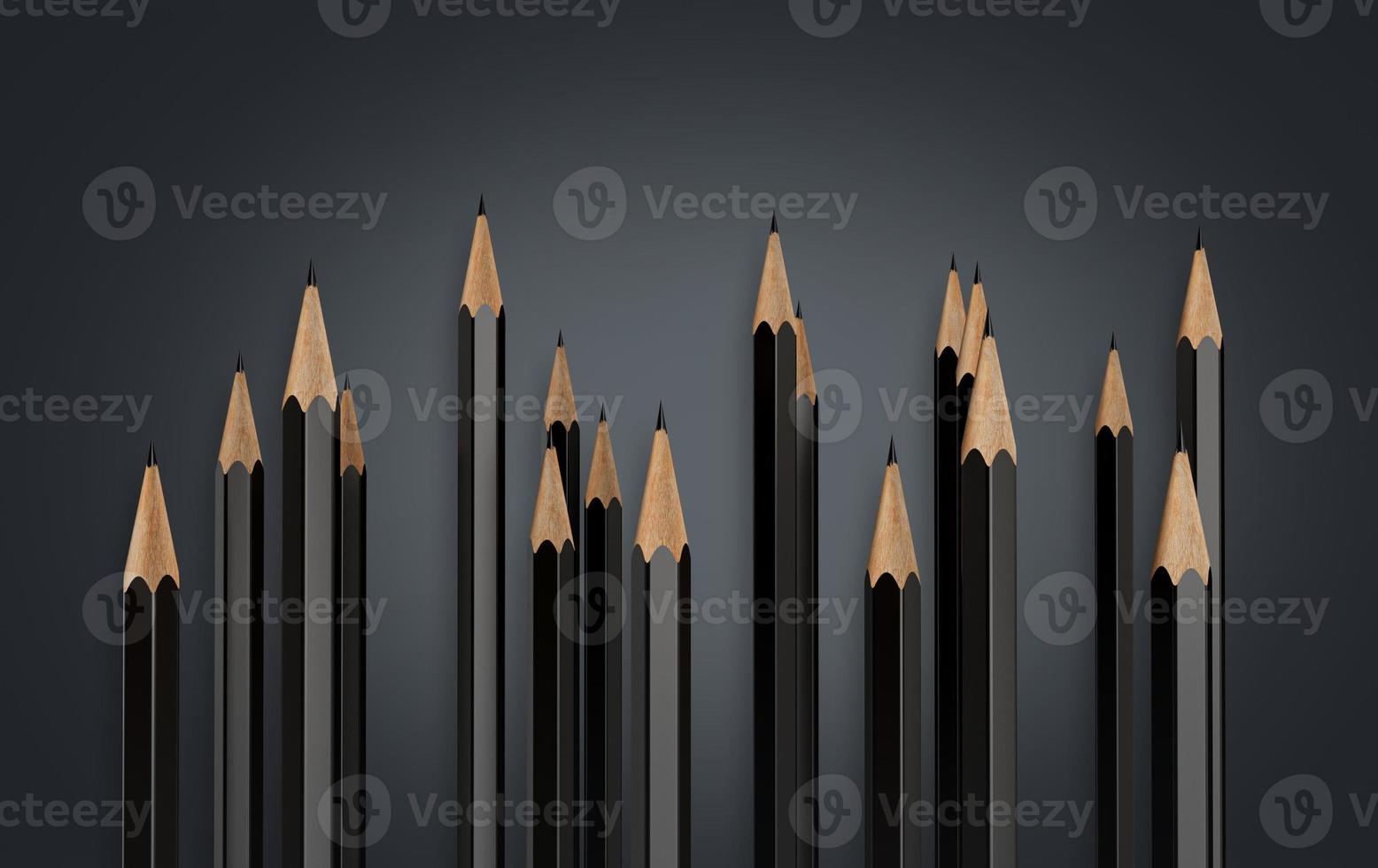 Sharp Black graphite pencils on Dark grey background closeup 3d illustration photo