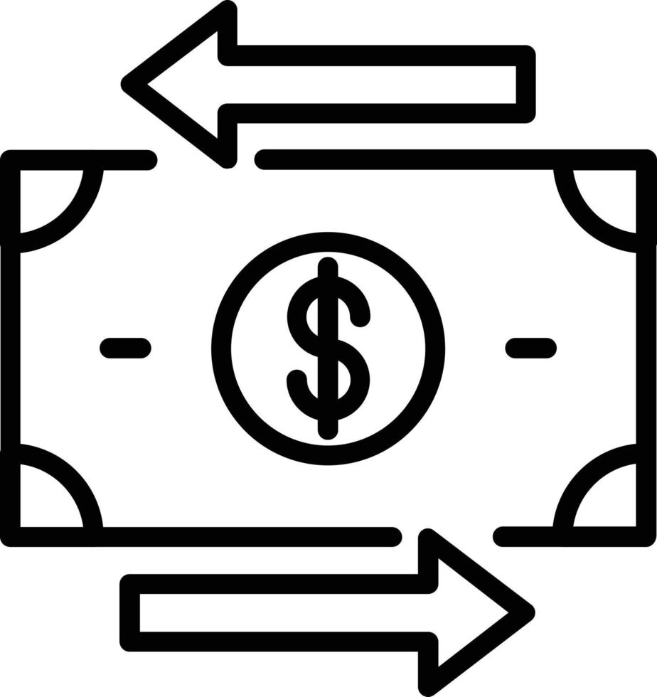 icono de línea de vector de transferencia de dinero