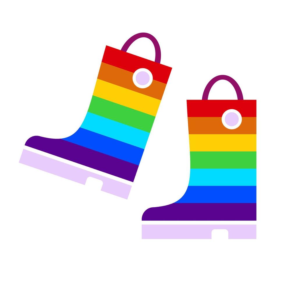 botas de lluvia de goma de colores del arco iris elementos vectoriales vector