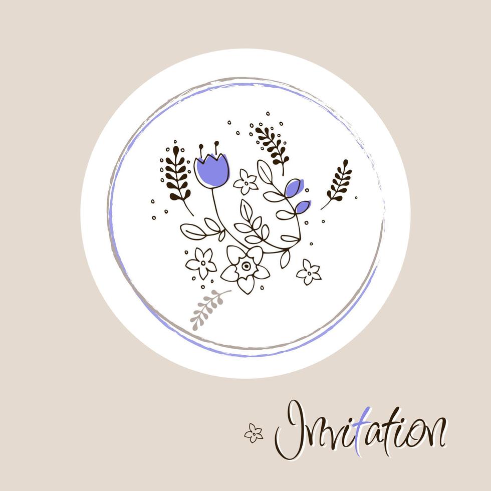 Flowers leaves and rings card frame vector