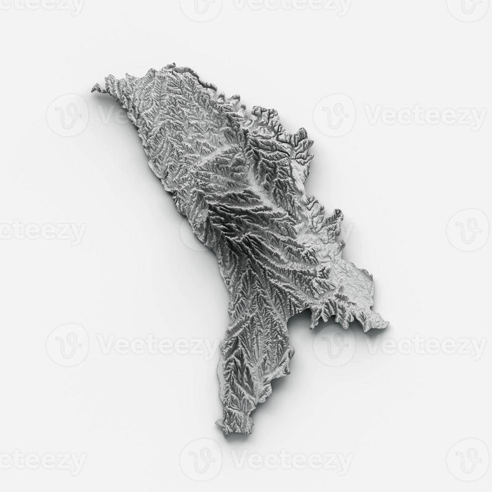 Moldova Map Moldova Flag Shaded relief Color Height map on white Background 3d illustration photo
