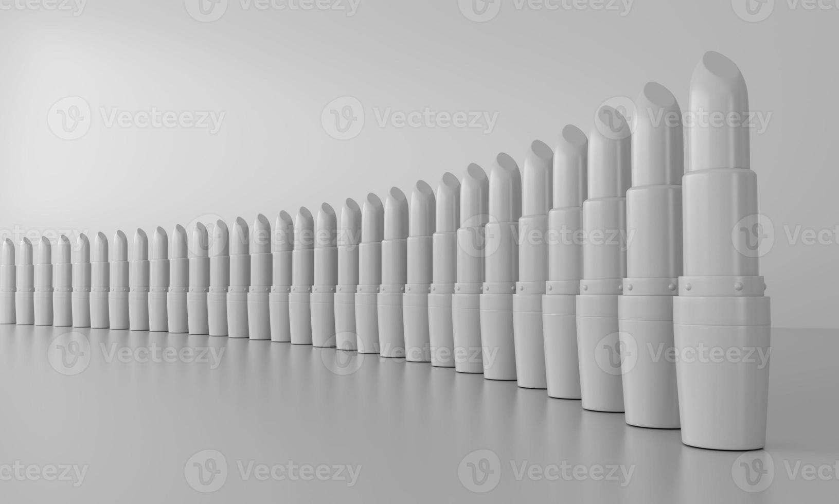 Blank Lipsticks in a row on a white background Close-up 3d illustration photo