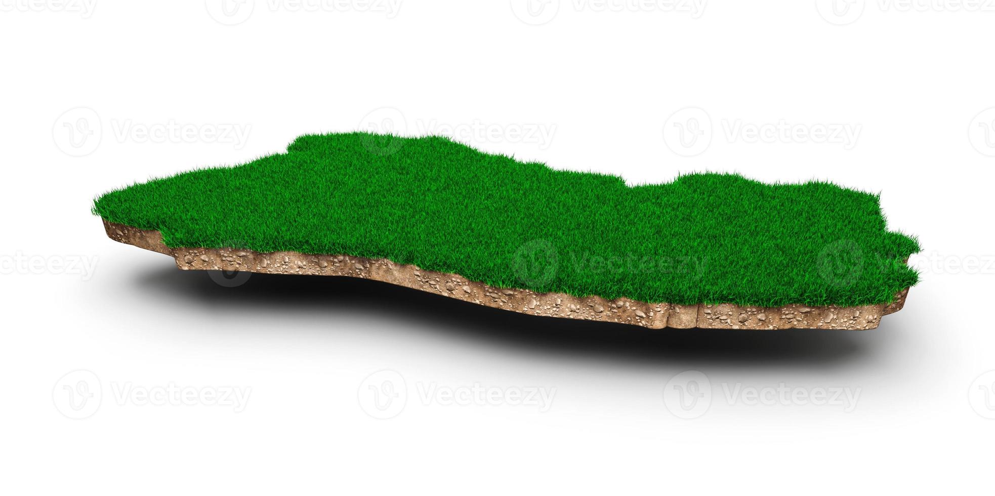 El Salvador Map soil land geology cross section with green grass and Rock ground texture 3d illustration photo