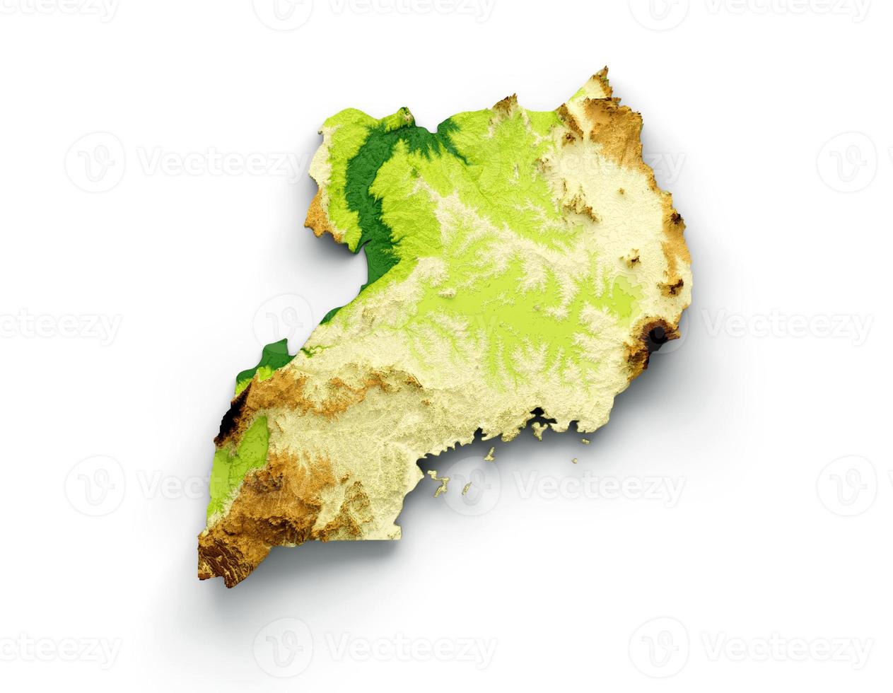 Uganda Map Shaded relief Color Height map on the sea Blue Background 3d illustration photo
