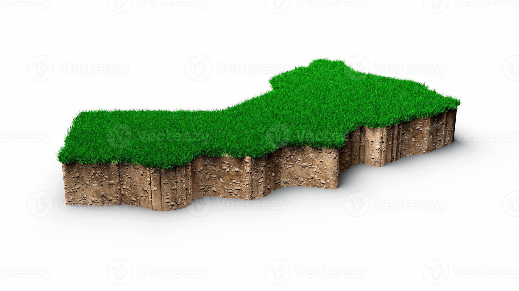 Oman Map soil land geology cross section with green grass and Rock ground texture 3d illustration photo