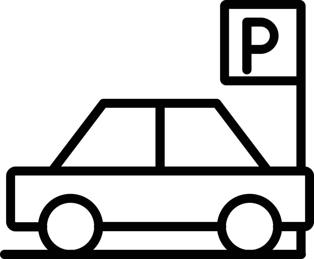 icono de línea de vector de aparcamiento de coche